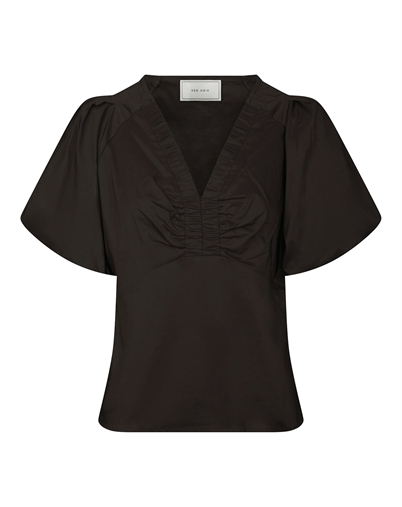 Neo Noir - Irina Poplin Bluse - Chocolate Brown 